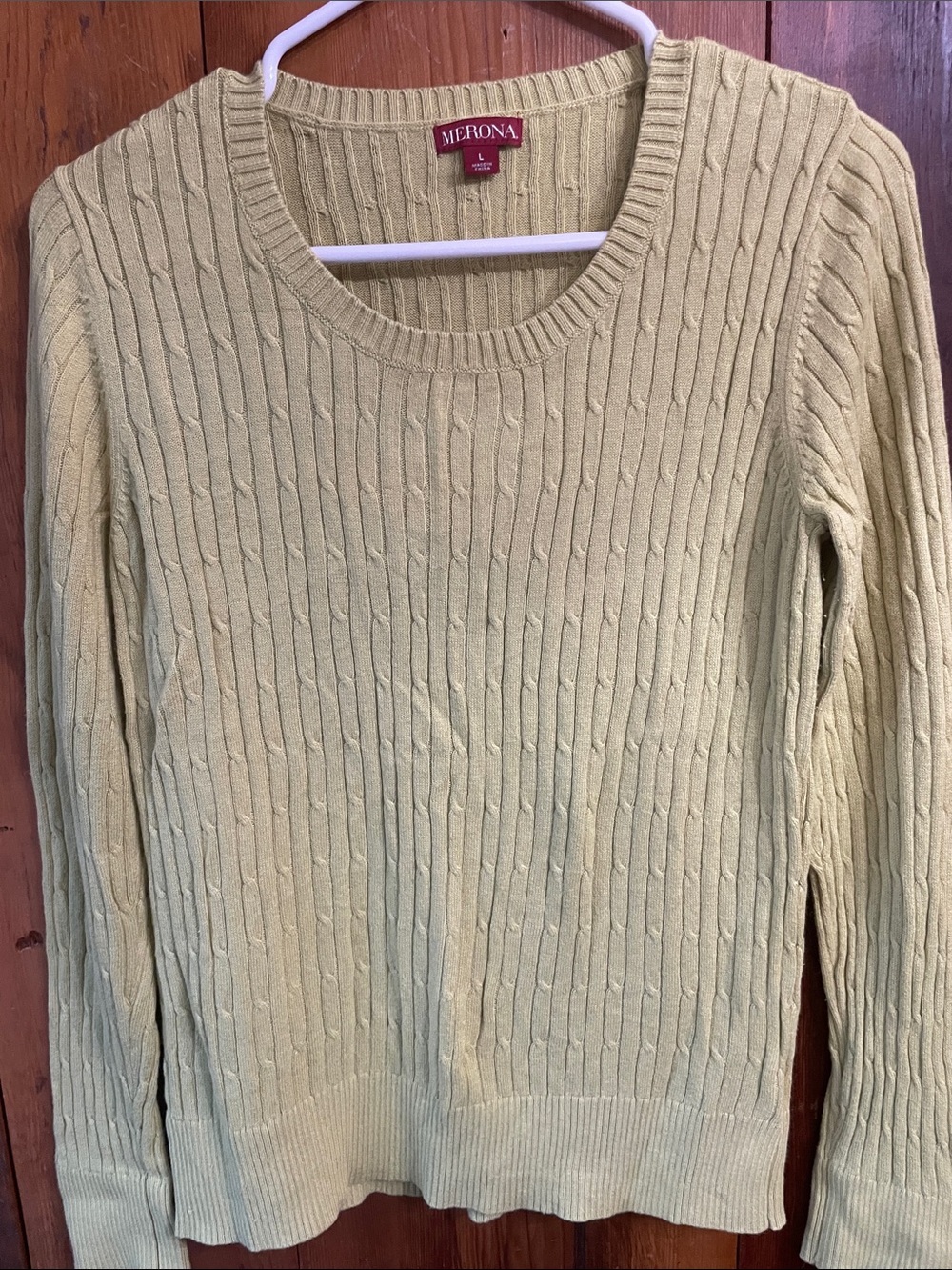 Merona Pale Green Cable Crew Neck Sweater